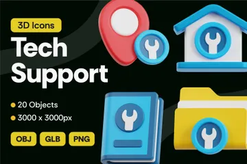 Support technique Pack 3D Icon