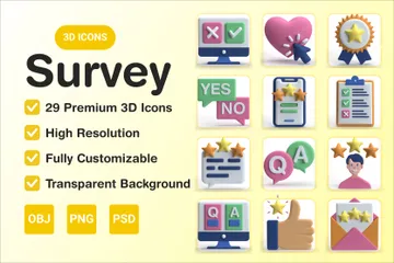 Survey 3D Icon Pack