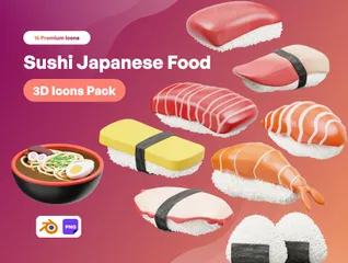 Sushi Comida Japonesa Pacote de Icon 3D