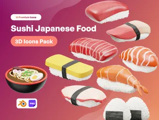 Sushi Japanese Food 3D Icon Pack