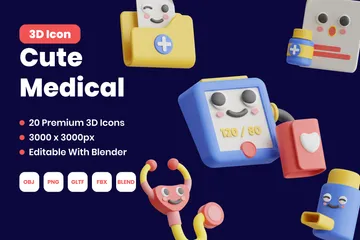 Niedliche Medizin 3D Icon Pack