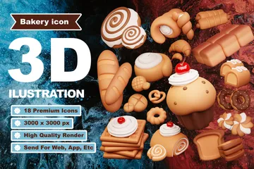 Süße Bäckerei 3D Icon Pack