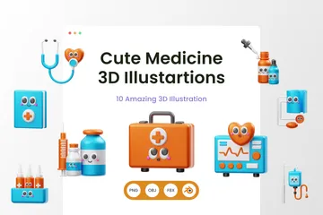 Süße Medizin 3D Illustration Pack