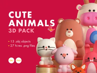 Süße Tiere 3D Illustration Pack