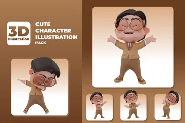 Niedlicher Charakter 3D Illustration Pack