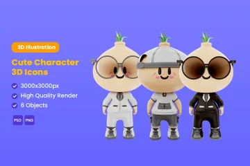 Niedlicher Charakter 3D Illustration Pack