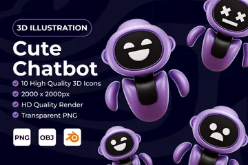 Süßer Chatbot 3D Illustration Pack