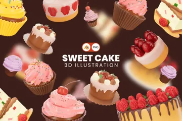 Süßer Kuchen 3D Icon Pack