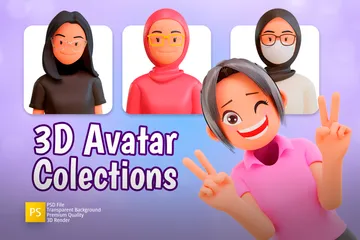 Süße Avatar-Sammlungen 3D Illustration Pack