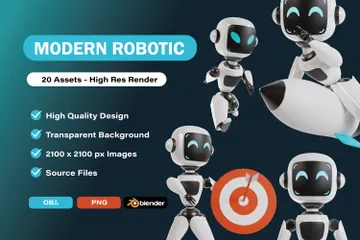 Niedlicher Roboter 3D Illustration Pack