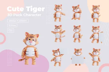 Süßer Tiger 3D Illustration Pack