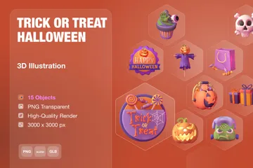 Süßes oder Saures an Halloween 3D Icon Pack