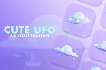 Süßes UFO 3D Illustration Pack