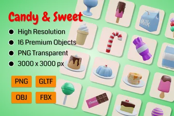 Süßigkeiten und Bonbons 3D Icon Pack