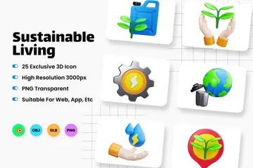 Sustainable Living 3D Icon Pack