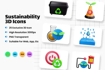 Sustentabilidade Pacote de Icon 3D