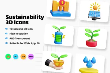 Sustentabilidade Pacote de Icon 3D