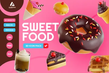 甘い食べ物 3D Iconパック