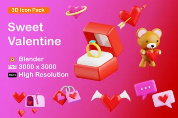 Sweet Valentine 3D Icon Pack
