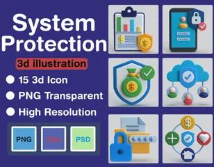 시스템 보호 3D Icon 팩