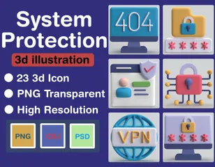 시스템 보호 3D Icon 팩