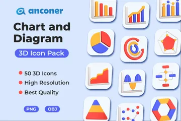 Cuadro y diagrama Paquete de Icon 3D