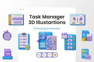 Task Manager 3D Illustration Pack