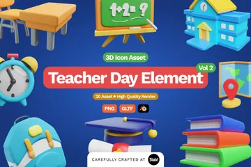 Teacher Day 3D Icon Pack