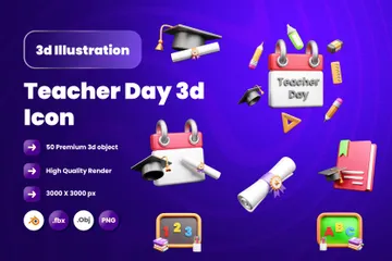 Teacher Day 3D Icon Pack