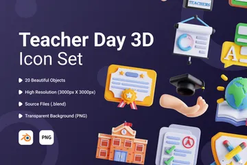 Teacher Day 3D Icon Pack