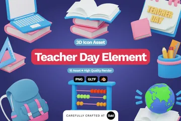Teacher Day Element 3D Icon Pack