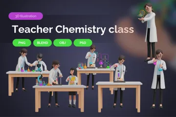 교사 및 학생 화학 교육 3D Illustration 팩