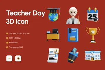 Teachers Day 3D Icon Pack