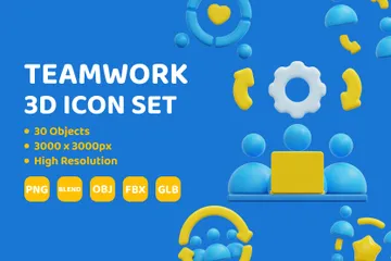 Zusammenarbeit 3D Icon Pack