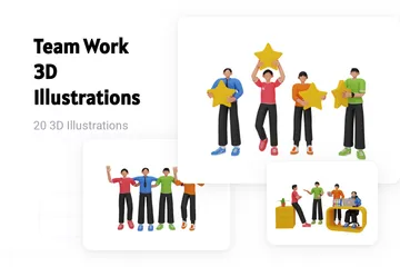 Zusammenarbeit 3D Illustration Pack