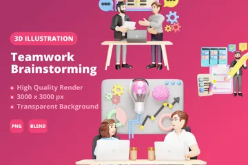 Teamwork Brainstorming 3D Illustration Pack