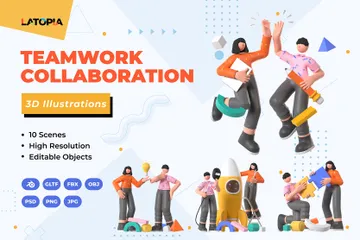 Teamwork Collaboration 3D Illustration Pack