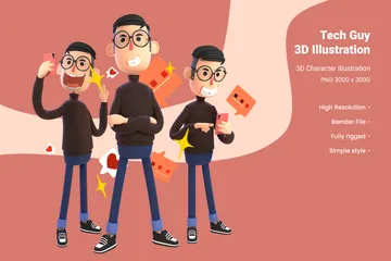 Tech Guy 3D Illustration Pack