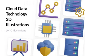 Technologie de données cloud Pack 3D Illustration