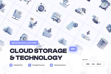 Stockage et technologie cloud Pack 3D Icon