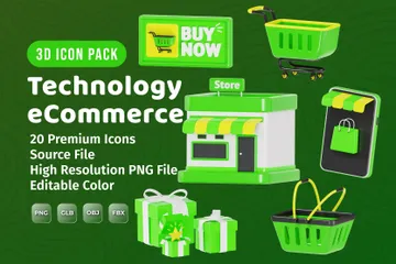 Commerce électronique technologique Pack 3D Icon