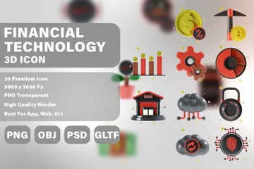 Technologie financière 3D Icon Pack