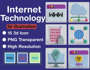 La technologie Internet Pack 3D Icon