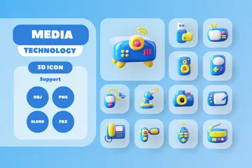 Technologie des médias Pack 3D Icon