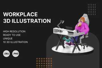 Technology And Work Refreshment 3D Illustration Pack