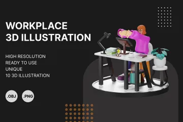 テクノロジーと仕事の成功 3D Illustrationパック