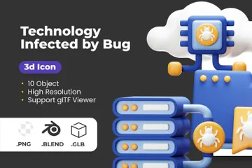 Technology Infected By Bug 3D Icon Pack