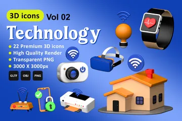 テクノロジー Vol 02 3D Iconパック