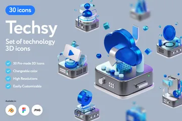 Techsy-Technologie 3D Icon Pack