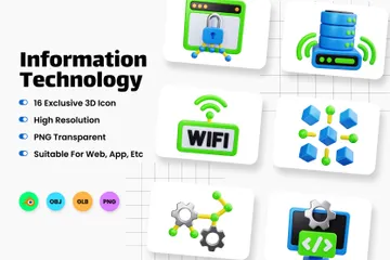 Tecnologia da Informação Pacote de Icon 3D